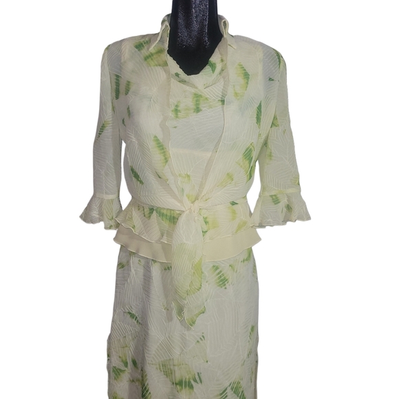 Vintage Ribkoff Trends Yellow And Green Leaf Print Skirt Set - Picture 2 of 13